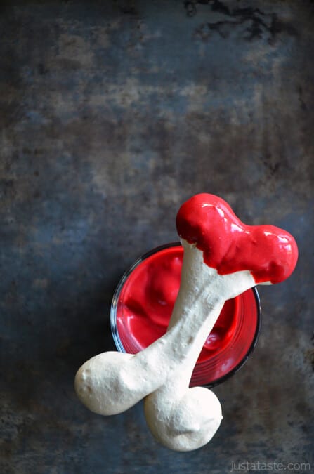 Homemade Red Velvet Pudding and Meringue Bones