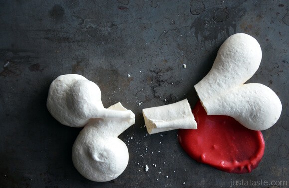Homemade Red Velvet Pudding and Broken Meringue Bones