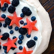 Patriotic Pavlova with Watermelon Stars Patriotic Pavlova with Watermelon Stars
