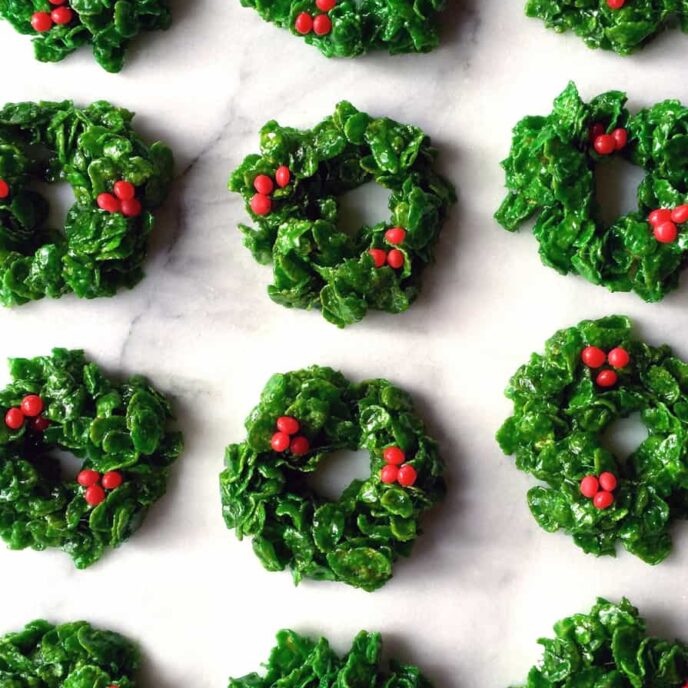 Marshmallow christmas wreaths recipe