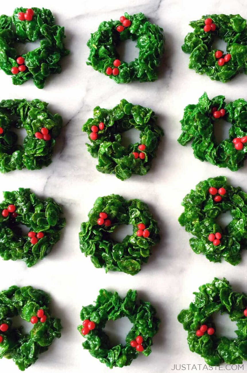 Marshmallow Christmas Wreaths Just a Taste