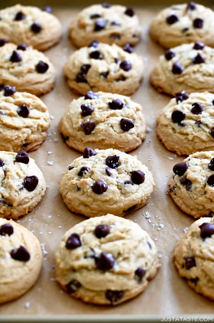 The best High Altitude Chocolate Chip Cookies topped with sea salt