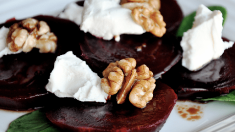 Beet and Goat Cheese Salad with Candied Walnuts