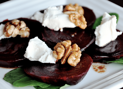 Beet and Goat Cheese Salad with Candied Walnuts