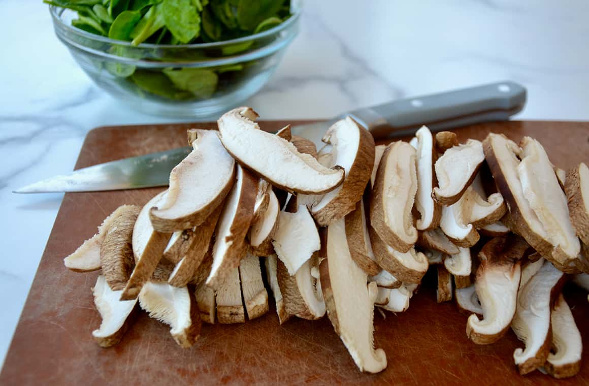 Sautéed Mushrooms and Spinach with Spicy Garlic Sauce Just a Taste
