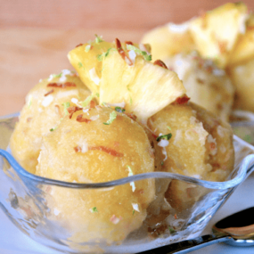 Pineapple-Agave Sorbet with Toasted Coconut