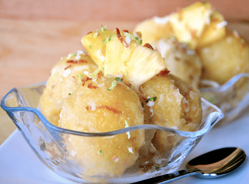 Pineapple-Agave Sorbet with Toasted Coconut