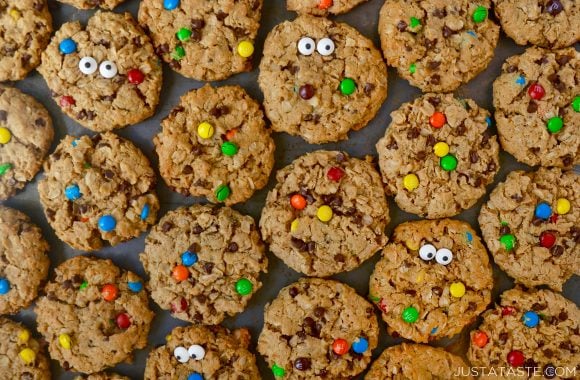 The best Monster Cookies with mini chocolate chips and M&Ms