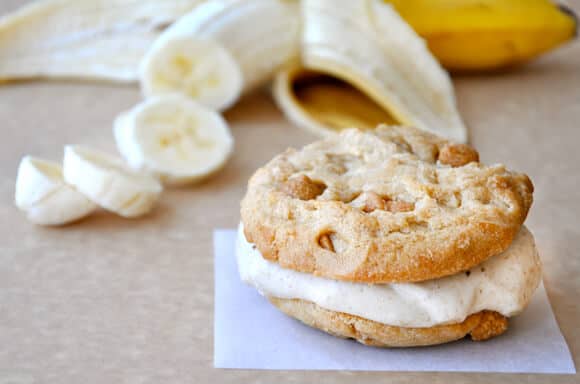 Peanut Butter and Banana Ice Cream Sandwiches from justataste.com