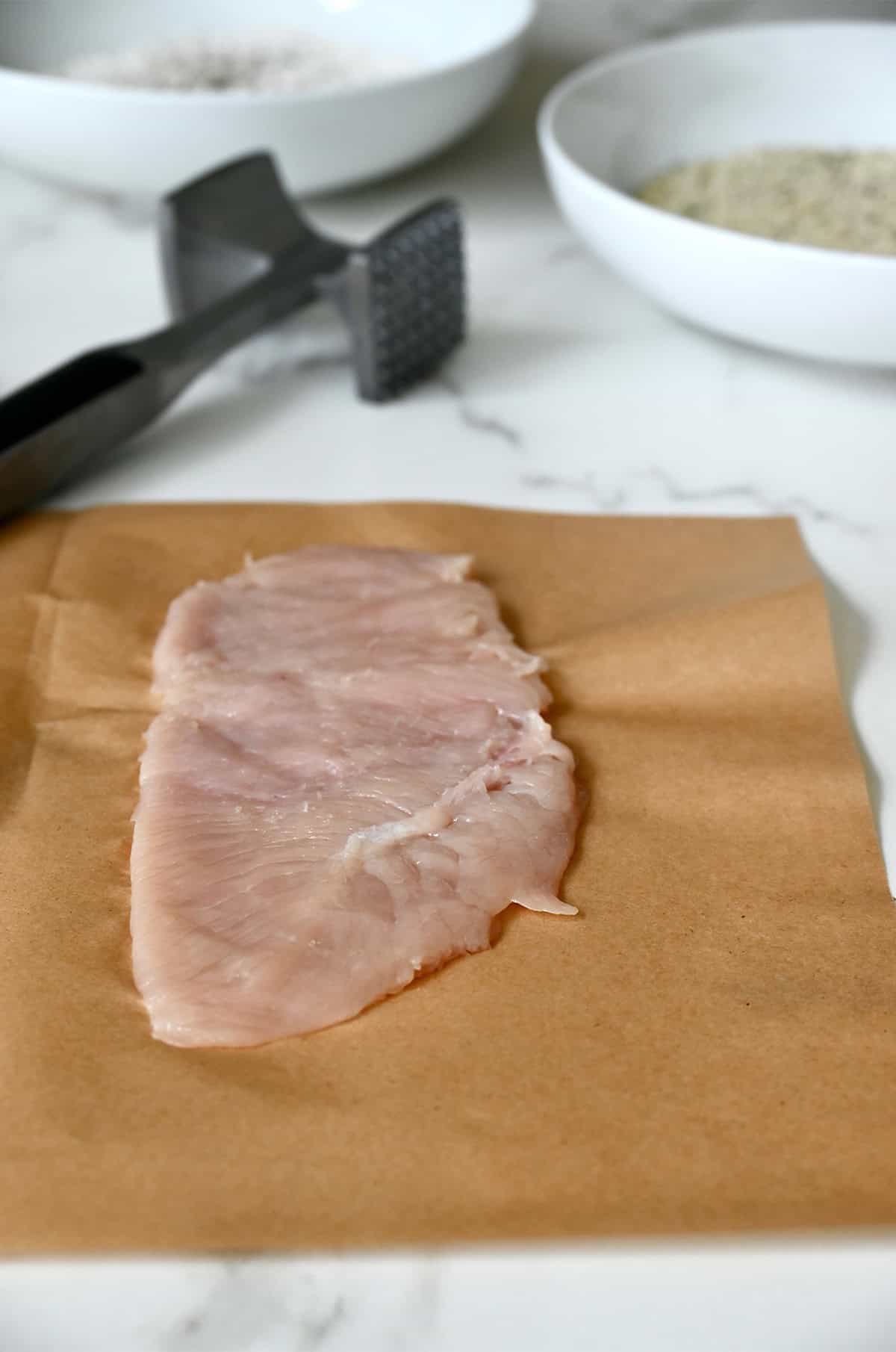 Schnitzel pounded very thin.