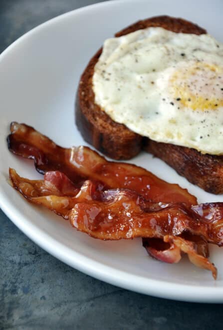 Candied Bacon and Fried Eggs