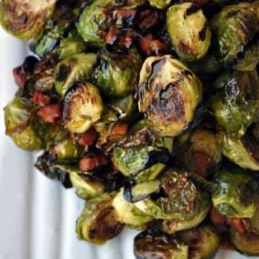 Roasted Brussels Sprouts with Pancetta and Balsamic Syrup