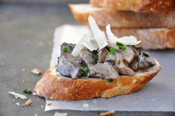 Creamy Mushroom and Parmesan Crostini