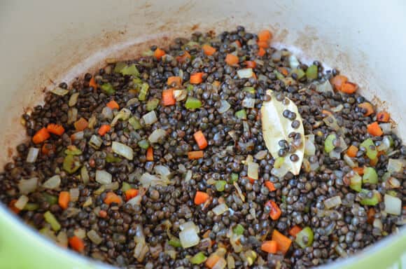 Green Lentils with Goat Cheese and Spinach