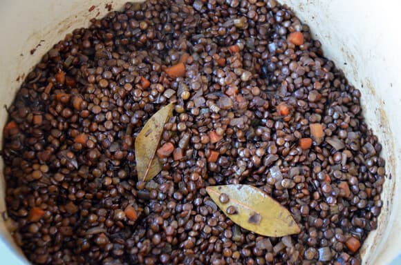 Green Lentils with Goat Cheese and Spinach