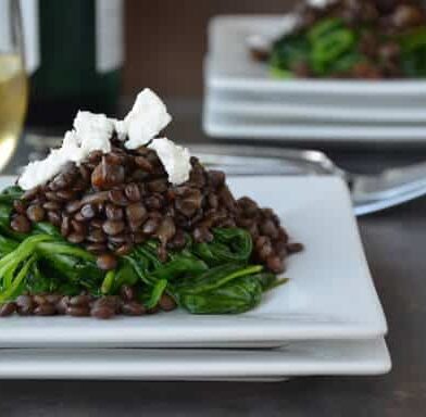 MONDAY: Lentils with Spinach and Goat Cheese