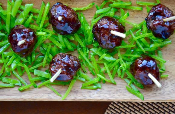 Asian Meatballs with Hoisin-Blackberry Glaze