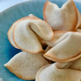 Easy Homemade Fortune Cookies in blue bowl