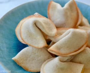 Easy Homemade Fortune Cookies in blue bowl