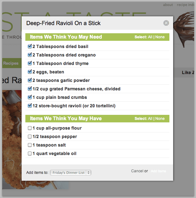 List of Ingredients