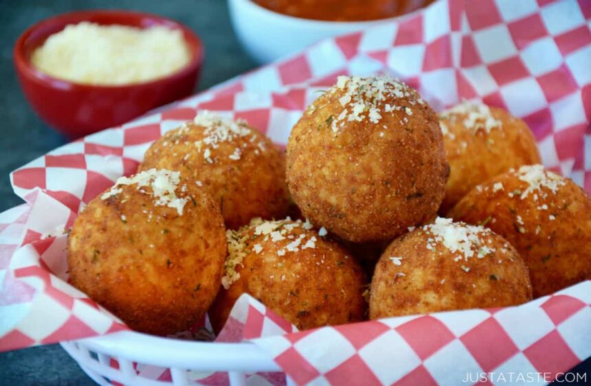 Arancini (Rice Balls) with Marinara Sauce Just a Taste