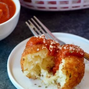 Easy Arancini Rice Balls with marinara sauce