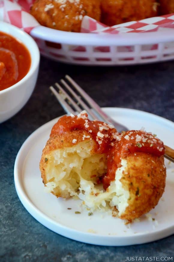 Easy Arancini Rice Balls with marinara sauce 