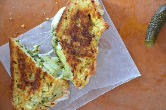 Irish Soda Bread Grilled Cheese with Pesto