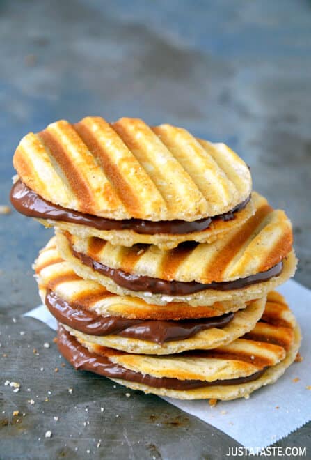 Nutella Waffle Sandwich Cookies #recipe