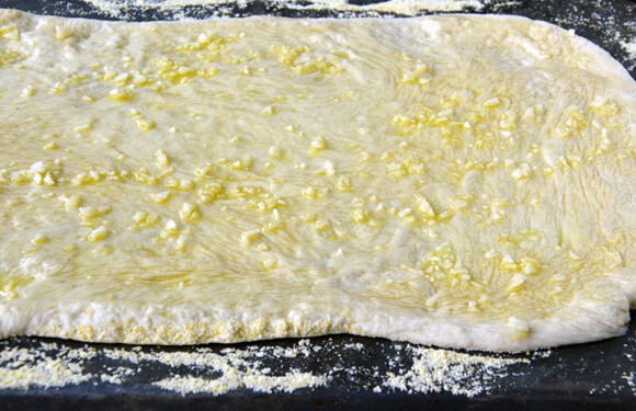 Garlic oil on pizza