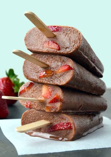 Chocolate-Covered Strawberry Fudgesicles