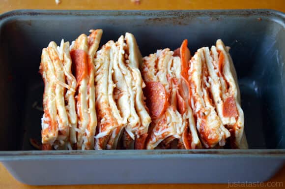 Pizza Squares Stacked in Pan