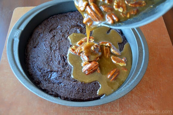 Pecan Pie Topping on Brownies