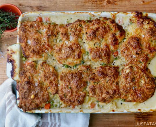 Leftover Turkey Pot Pie with Cheddar Biscuit Crust