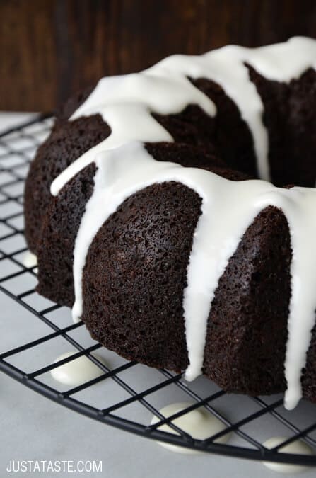Chocolate Gingerbread Bundt Cake from justataste.com