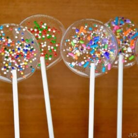 Homemade Holiday Lollipops with sprinkles