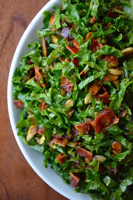 Raw Kale Salad with Warm Bacon Vinaigrette