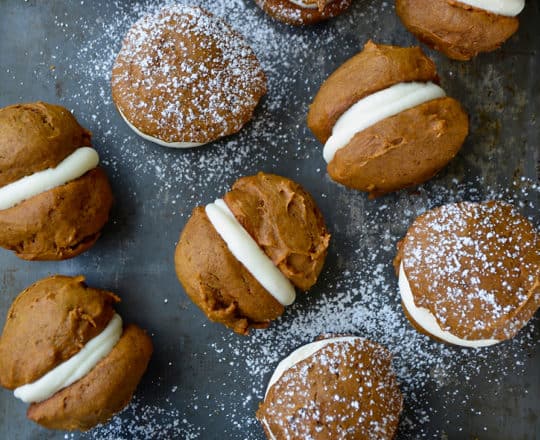 The Best Pumpkin Whoopie Pies with Cream Cheese Frosting