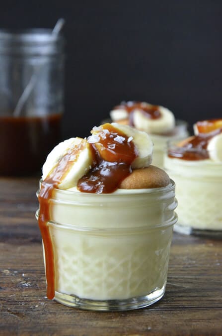 Banana Pudding with Homemade Salted Caramel Sauce from justataste.com #recipe