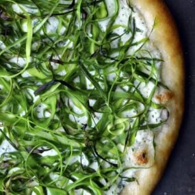 Shaved Asparagus and Ricotta Pizza