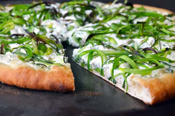 Shaved Asparagus and Ricotta Pizza #recipe