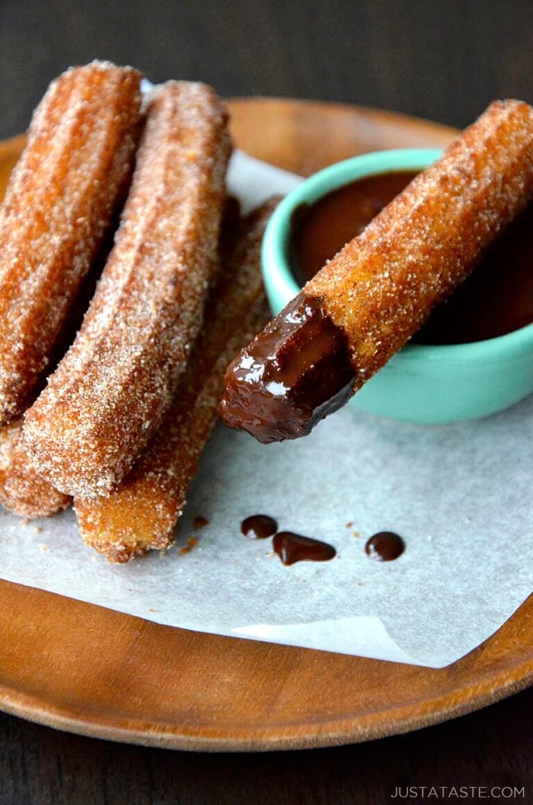 Easy Homemade Churros with Chocolate Sauce Just a Taste