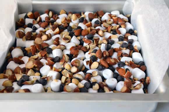 Marshmallow Brownies with Salted Almonds
