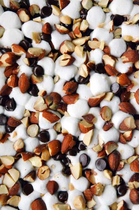 Marshmallow Brownies with Salted Almonds