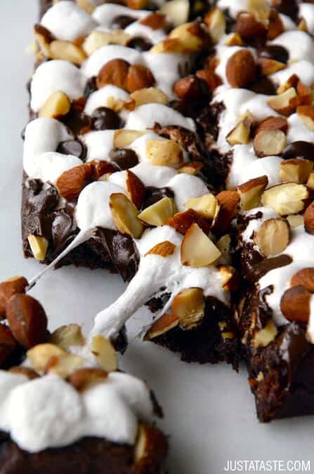 Marshmallow Brownies with Salted Almonds Recipe