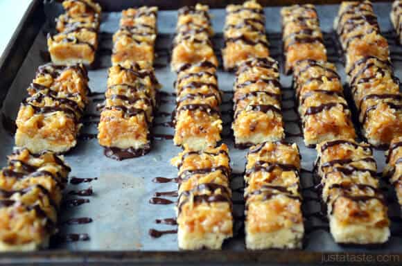 Homemade Samoas Girl Scout Cookie Bars