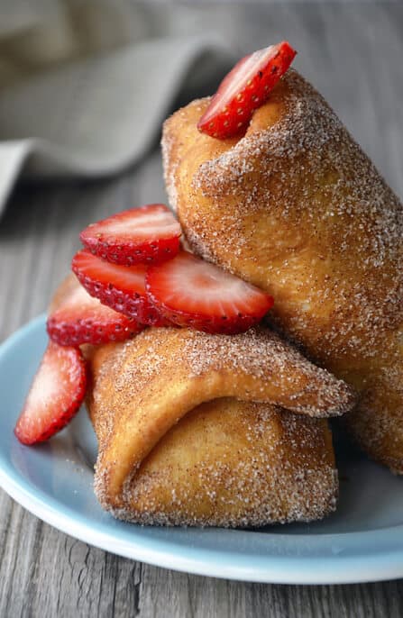 Strawberry Cheesecake Chimichangas from justataste.com #recipe