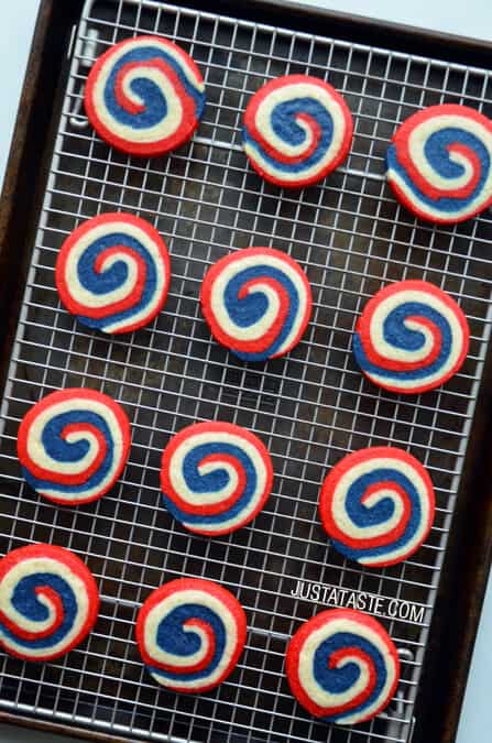 Red, White and Blue Pinwheel Icebox Cookies recipe on justataste.com