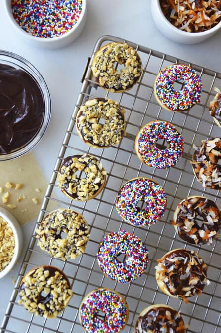 Baked Mini Buttermilk Doughnuts with Nutella Glaze