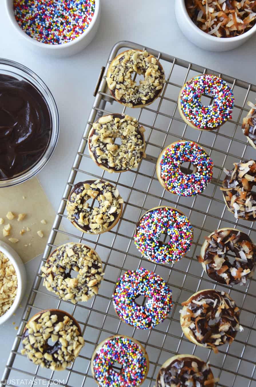 Baked Mini Buttermilk Doughnuts with Nutella Glaze - Just a Taste